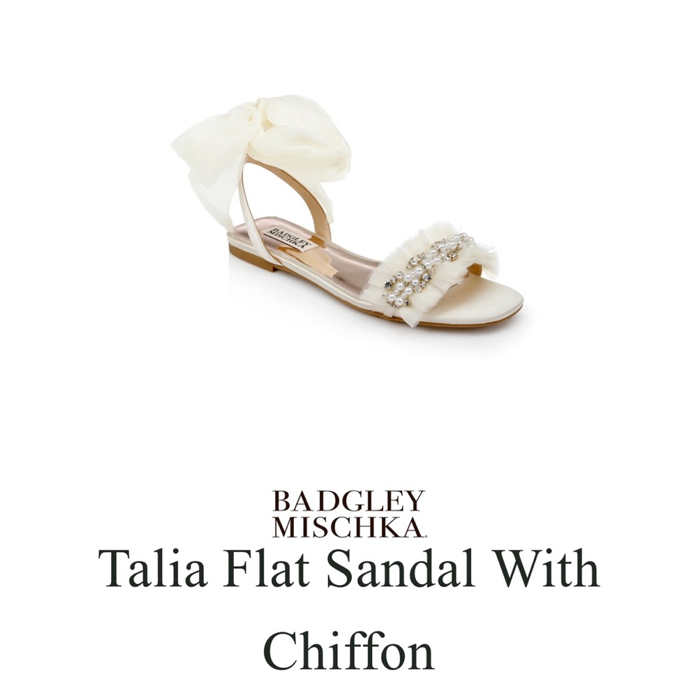 Talia Flat Sandal With Chiffon-never been worn